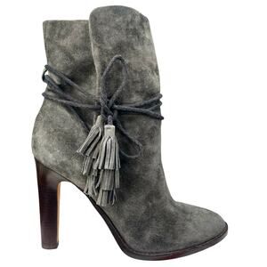 Joie Women’s Gray Chap Suede Tassel Ankle Wrap Boots Size 40 US 9.5
